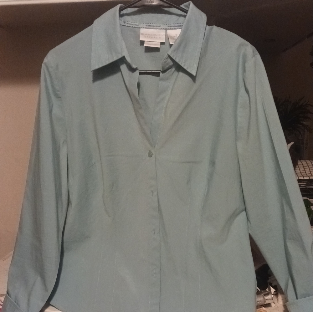 Worthington stretch easy care tailored long sleeve blouse